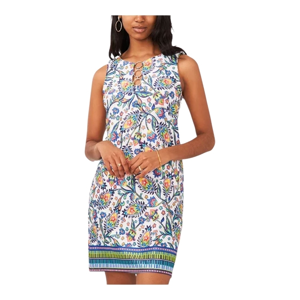 NWT MSK  Paisley Three-Ring Sleeveless Shift Dress, SMALL